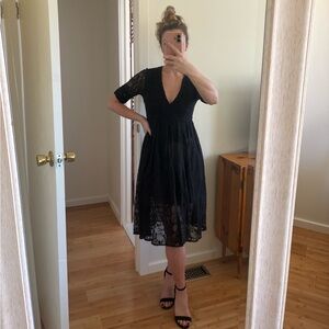 Free People Black Lace Midi Dress
